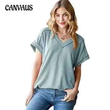 Летняя женская повседневная футболка свободного кроя с коротким рукавом и жаккардовым узором в полоску S темно-серого