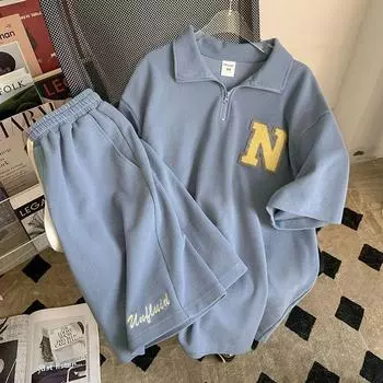 Летняя женская повседневная и удобная свободная футболка с короткими рукавами и шорты, костюм