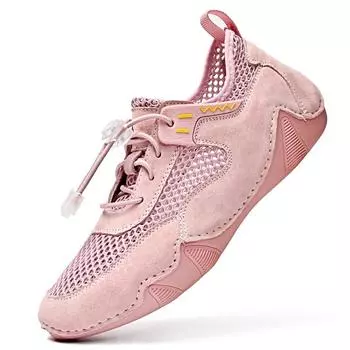 Летняя женская повседневная обувь из дышащей сетки, женские мокасины, удобная обувь для вождения, мокасины, женская обувь, увеличивающая рост 35 розовый