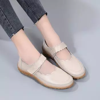 Летняя женская повседневная обувь, женские полулоферы с открытой спиной, кожаные мокасины на плоской платформе, женские роскошные полутапочки Zapatillas Mujer 36 бежевый