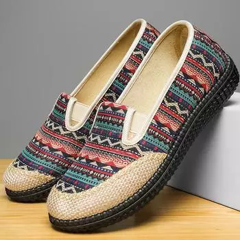 Летняя женская повседневная соломенная льняная рыбацкая обувь, повседневная обувь, дышащая мягкая подошва, туфли на плоской подошве 36 красный