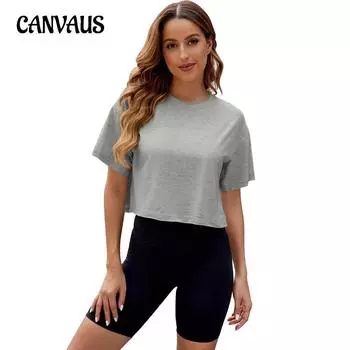 Летняя женская повседневная спортивная футболка с короткими рукавами и круглым вырезом без шеи S серый