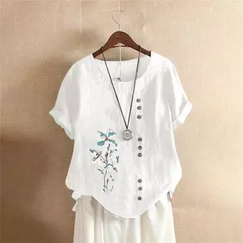 Летняя женская повседневная свободная футболка с графическим принтом и коротким рукавом S белый