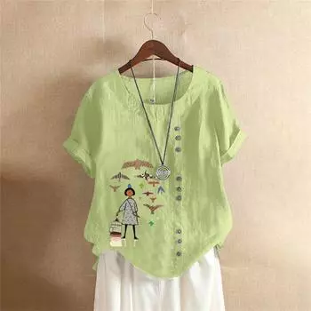 Летняя женская повседневная свободная футболка с графическим принтом и коротким рукавом S белый