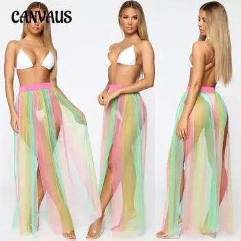 Летняя женская прозрачная сексуальная пляжная юбка, повседневная праздничная юбка S чёрный