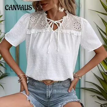 Летняя женская рубашка, белая футболка с v-образным вырезом, жаккардовые топы с короткими рукавами S белый