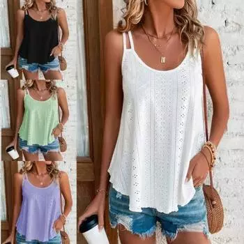 Летняя женская рубашка без рукавов с круглым вырезом и низом S вино красного