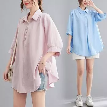 Летняя женская рубашка поло, повседневная, большого размера, льняная, классная и удобная, для похудения, свободный топ, женская мода, розовый цвет M красный