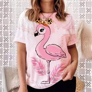 Летняя женская рубашка с круглым вырезом и короткими рукавами с принтом в виде мультфильма на 3D-принте для поездок на работу, футболки для женщин S