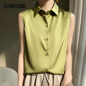 Летняя женская шелковая рубашка без рукавов, темперамент, элегантные топы, жилеты M белый