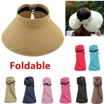 Летняя женская широкополая шляпа от солнца, складная солнцезащитная шляпа с УФ-соломенным полым верхом, пляжная шляпа для отдыха на море, шляпа от солнца 58-60 см One Size серый