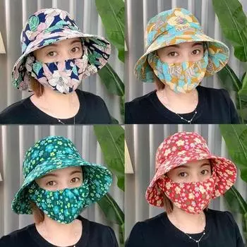 Летняя женская шляпа от солнца с защитой от ультрафиолета, широкополая шляпа с цветочным принтом для рыбалки на открытом воздухе, пляжа, верховой езды, садоводства, затенения лица One Size жёлтый