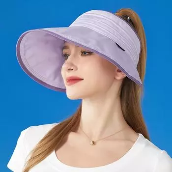 Летняя женская солнцезащитная дышащая шляпа от солнца Складная пустая верхняя шляпа от солнца для езды на велосипеде Спорт на открытом воздухе Повседневная модная пляжная кепка с большими полями one size56-58cm чёрный