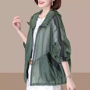 Летняя женская солнцезащитная одежда, солнцезащитная одежда, свободная одежда, мода больших размеров, универсальная модная солнцезащитная рубашка S зелёный