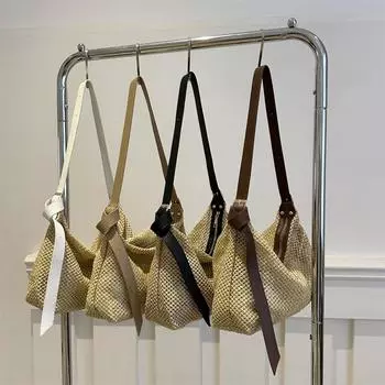 Летняя женская соломенная сумка, модная плетеная сумка из ротанга, ручная работа, плетеная, большая вместимость, летняя пляжная сумка для женщин 30.5x9x20.5cm белый