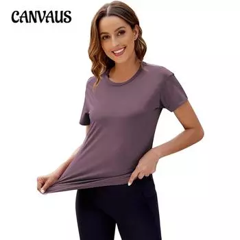 Летняя женская спортивная футболка с коротким рукавом и круглым вырезом, повседневная эластичная быстросохнущая футболка S серо голубой