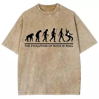 Летняя женская стираная футболка с принтом «Эволюция обезьяны в человека», свободная, с коротким рукавом, простая, повседневная, с потертостями S