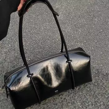 Летняя женская сумка, черная, большой емкости, сумка-подушка Boston, сумка Spice Girl Locomotive, дорожная сумка через плечо с текстурой премиум-класса чёрный