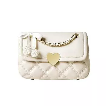 Летняя женская сумка-мессенджер из натуральной кожи с цепочкой (21*7,5*14 см) 612410126 белый