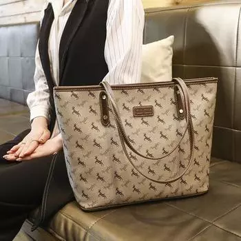 Летняя женская сумка-тоут, большая вместимость, модная сумка через плечо с принтом «Пони», универсальная сумка для поездок на работу