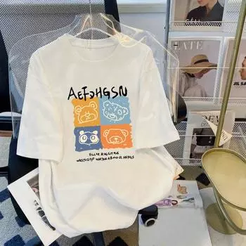 Летняя женская свободная футболка из чистого хлопка с коротким рукавом, женская, 230 г, с круглым вырезом и половиной рукава S