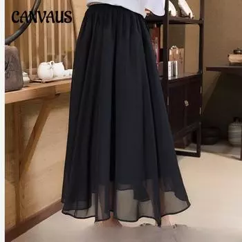 Летняя женская юбка до половины тела с высокой талией больших размеров, юбка феи, большая распашная юбка 5XL чёрный