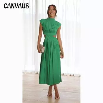 Летняя женская юбка, милое модное уличное длинное платье с воротником-стойкой цвета макарон, демонстрирующее талию S оранжевый