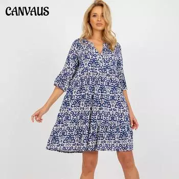 Летняя женская юбка, модное женское платье большого размера с v-образным вырезом и коротким рукавом с принтом S розовый