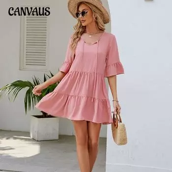 Летняя женская юбка, плиссированные платья с короткими рукавами и завязками, платье с надписью, платье-солнце S розовый