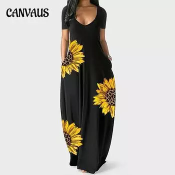 Летняя женская юбка с принтом, длинная юбка, платье, свободная длинная юбка в стиле ретро с короткими рукавами S белый