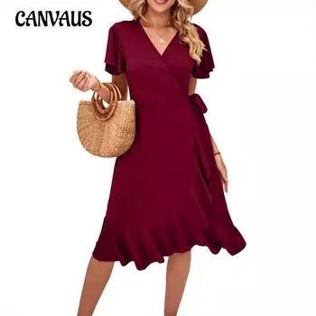 Летняя женская юбка, сексуальное платье с перекрестным v-образным вырезом и короткими рукавами на шнуровке, нерегулярное облегающее платье XXL чёрный