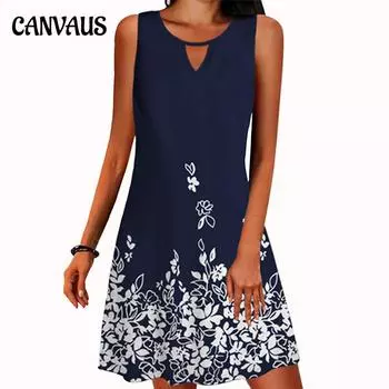 Летняя женская юбка со свободным принтом и длинным рукавом, платье без рукавов с цветочным принтом 5XL белый