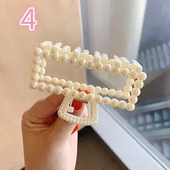 Летняя женская заколка для волос с жемчугом, геометрическая заколка-краб, шпильки, головной убор, заколки для волос «конский хвост», крабик, аксессуары для женщин, креативный подарок D