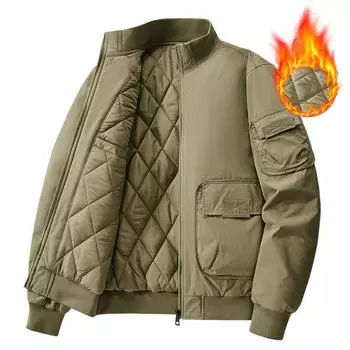 Летный костюм Мужская куртка Пальто с хлопковой подкладкой Осень и зима Американское ретро Свободная повседневная куртка для людей среднего и пожилого возраста Повседневная куртка с хлопковой подкладкой M