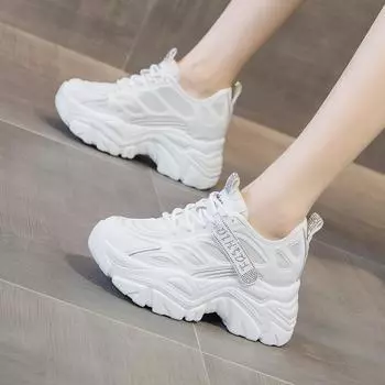 Лето 2022 г. Женские кроссовки на танкетке из дышащей сетчатой кожи со скрытым каблуком 36