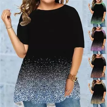 Лето 2022, женская футболка со свободным подолом, длинные сексуальные топы, модная повседневная простая ветровка с короткими рукавами, пуловер с 3D принтом, темпераментная футболка 8XL