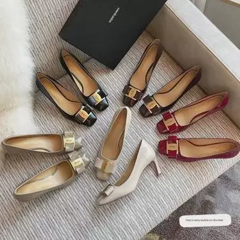 Лето 2023 Элегантность: Туфли на шпильке с квадратным носком и бусинами и бантом для женщин 35