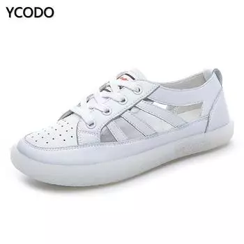 Лето 2022, модная дышащая женская обувь из натуральной кожи с открытыми отверстиями 42