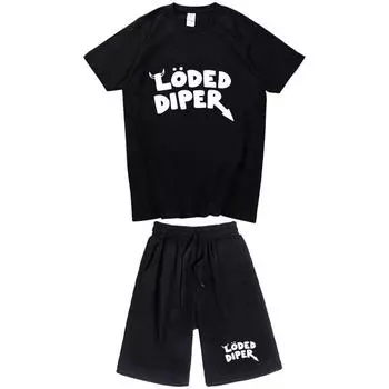 Лето 2023, мужская спортивная одежда, шорты с короткими рукавами, модный костюм LODED DIPER с буквенным принтом M