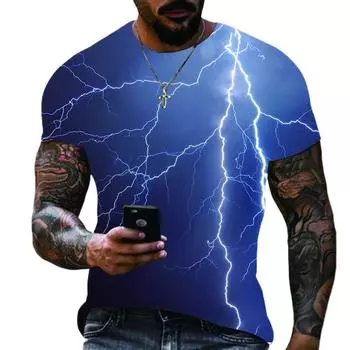 Лето 2023, новая мужская футболка большого размера, повседневная молния, крутые футболки с 3D цифровым принтом для мужчин, футболка с коротким рукавом, мужская одежда S