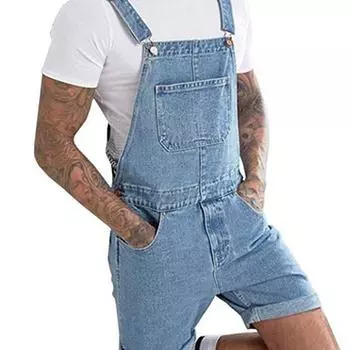 Лето 2023, новый мужской модный комбинезон, джинсовые комбинезоны для мужчин, повседневные и универсальные джинсовые комбинезоны, шорты L темно-синий