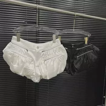 «Лето 2024 г., пышные шорты с высокой талией и цветочным принтом для женщин» Small белый