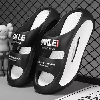 Лето 2024 года. Дизайнерская мужская обувь. Нескользящая толстая подошва. Уличные тапочки. Повседневная печать. Новый дизайн. Тапочки для мужчин и женщин. Предложение. 34-35 белый