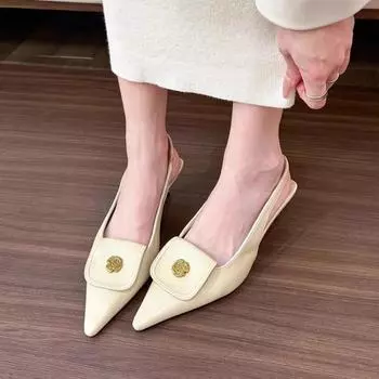 Лето 2024 года, дизайнерские элегантные босоножки на высоком каблуке с цветочным узором и острым носком, женские туфли на тонком каблуке-шпильке, одинарные туфли на каблуке-кошке 35 бежевый