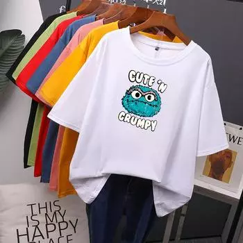 Лето 2024 года, Harajuku Y2k, футболка, милая забавная женская футболка с принтом, эстетичная одежда для девочек M чёрный