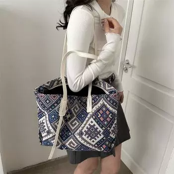 Лето 2024 года, новая большая холщовая сумка, модная и стильная сумка для поездок на работу, повседневная сумка-тоут чёрный