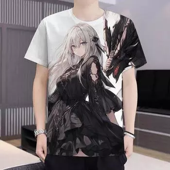 Лето 2024 года, новая футболка Genshin Impact с 3D-принтом, круглая горловина, универсальная популярная футболка с коротким рукавом для мужчин и женщин XS