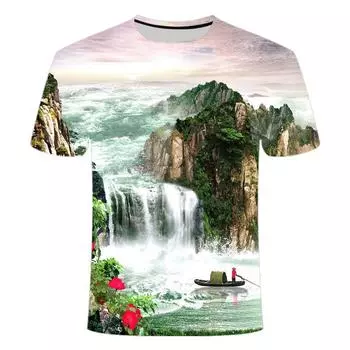Лето 2024 года, новая красивая футболка с 3D-принтом и коротким рукавом для мужчин и женщин XS