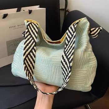 Лето 2024 года, новая простая сумка-мессенджер в стиле ретро, модная сумка-тоут большой вместимости, простая и модная сумка через плечо