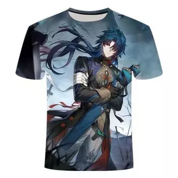 Лето 2024 года, новые 3D-принтованные футболки с коротким рукавом и персонализированным трендом Collapse Star Dome Series для мужчин и женщин с круглым вырезом XS